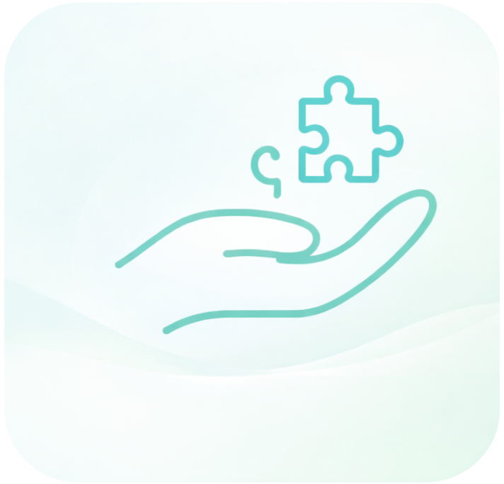 Gentle hands and puzzle piece